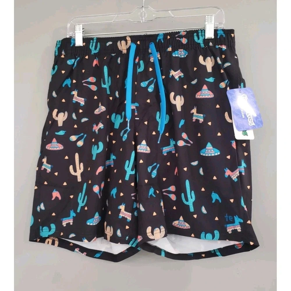 NEW LARGE Fiesta Cactus Pinata Swim Trunks Mens Pinata Party Cinco‎ De mayo